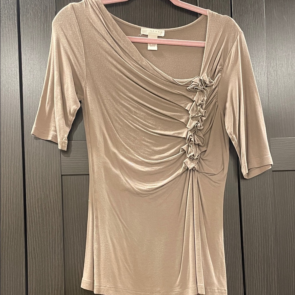 Kenar Taupe Ruched Blouse